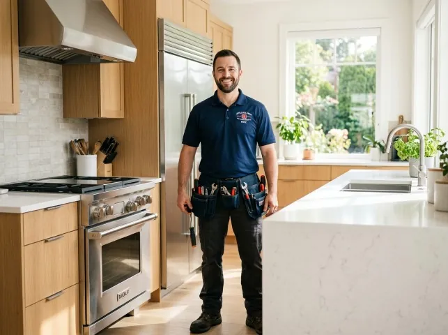 Appliance Repair Hero technician in a Broad Run, VA kitchen after an appliance repair